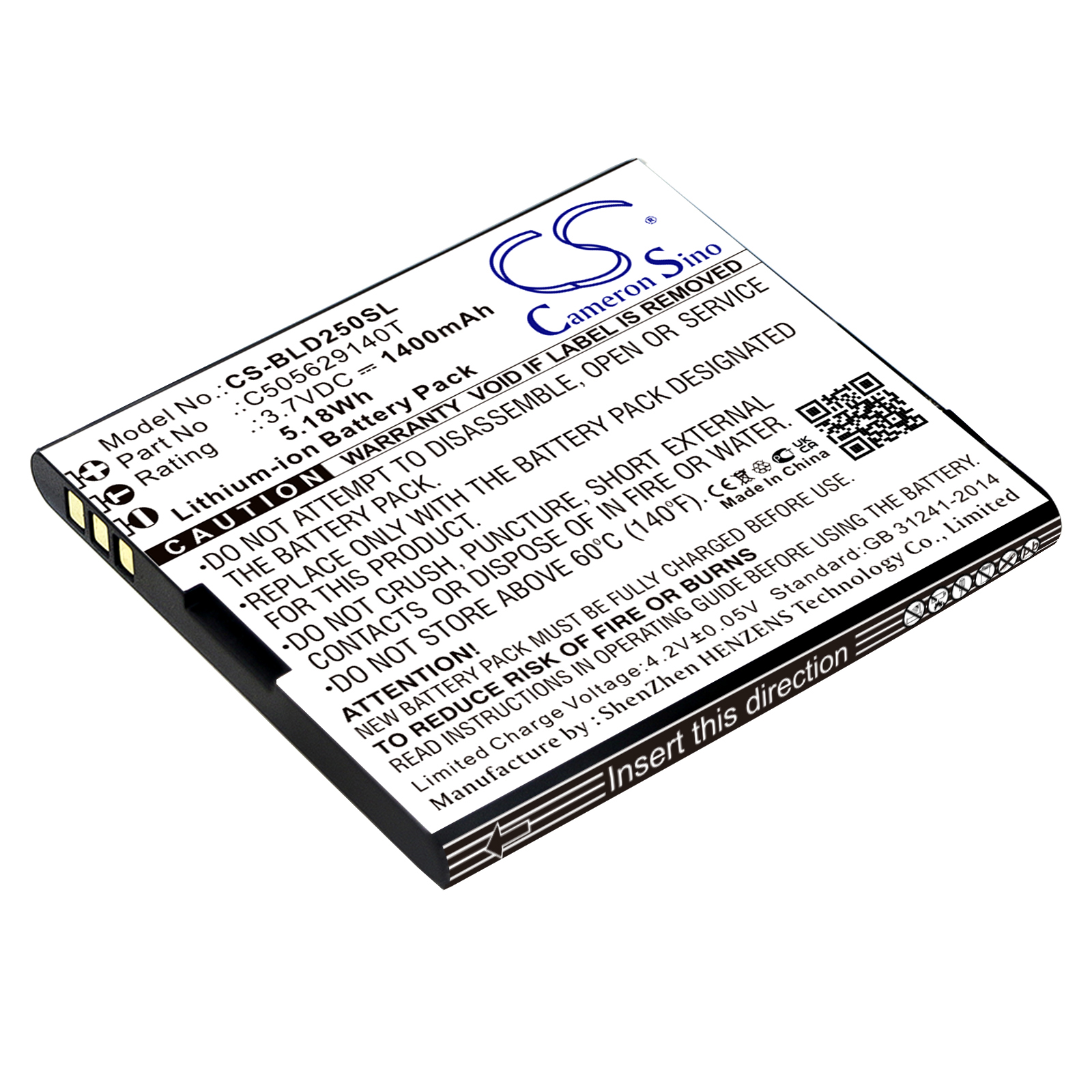 BLU D250 D390 Dash L2 Dash L3 Replacement Battery 1400mAh