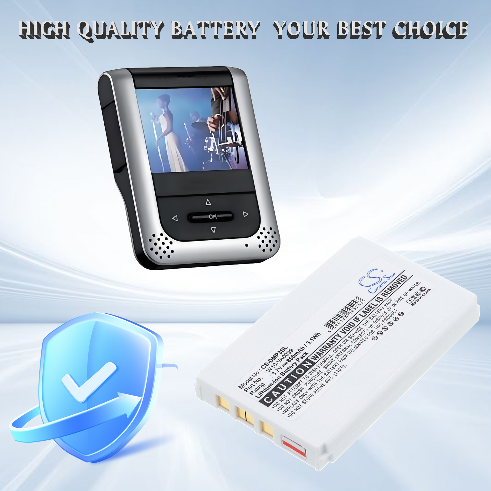 Minon DMP-3 W10-VA0099 MP3 Player Replacement Battery 850mAh