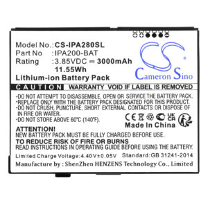 Ingenico iPA200 iPA280 296104539 Replacement Battery 3000mAh