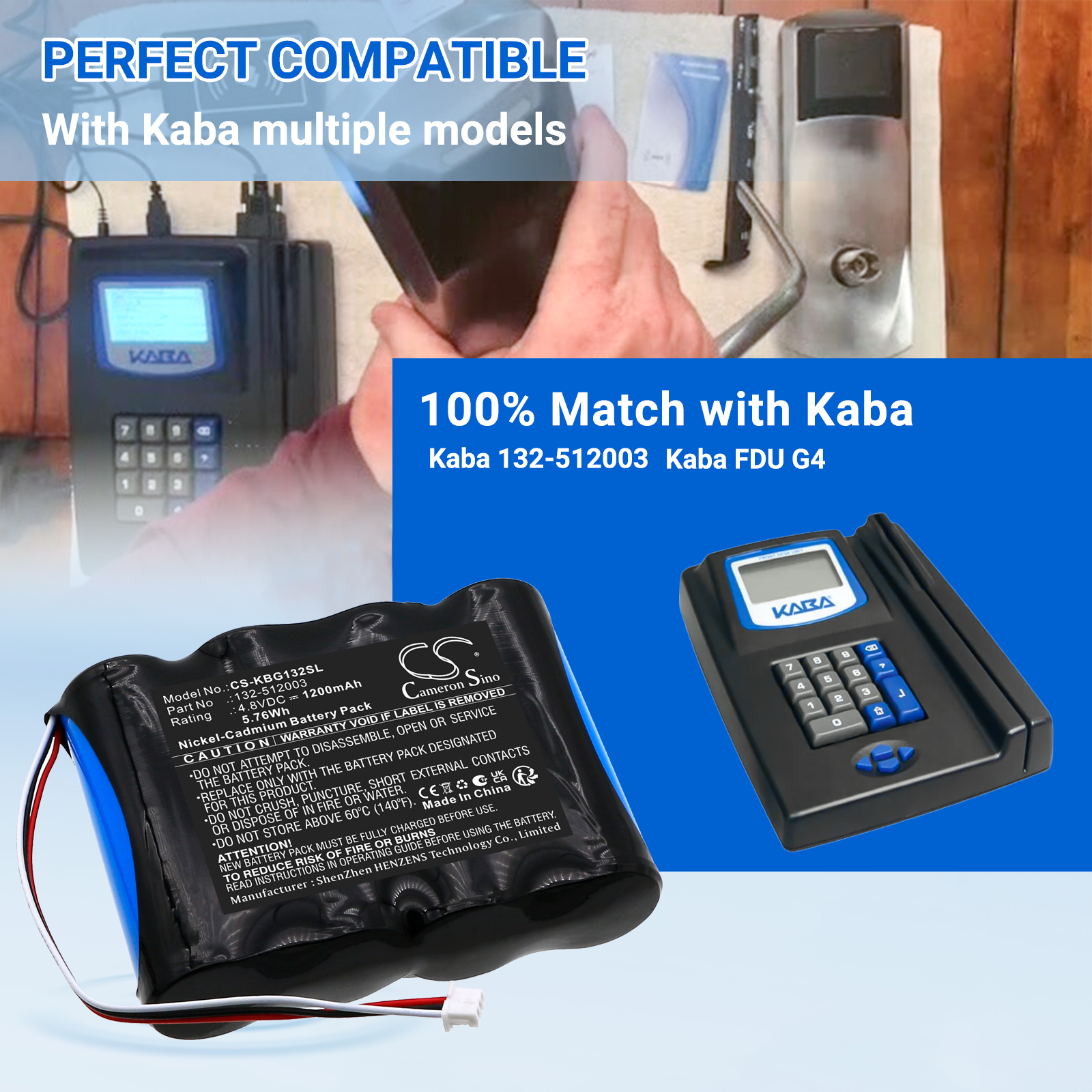 Kaba 132-512003 FDU G4 Smart Home Replacement Battery 1400mAh