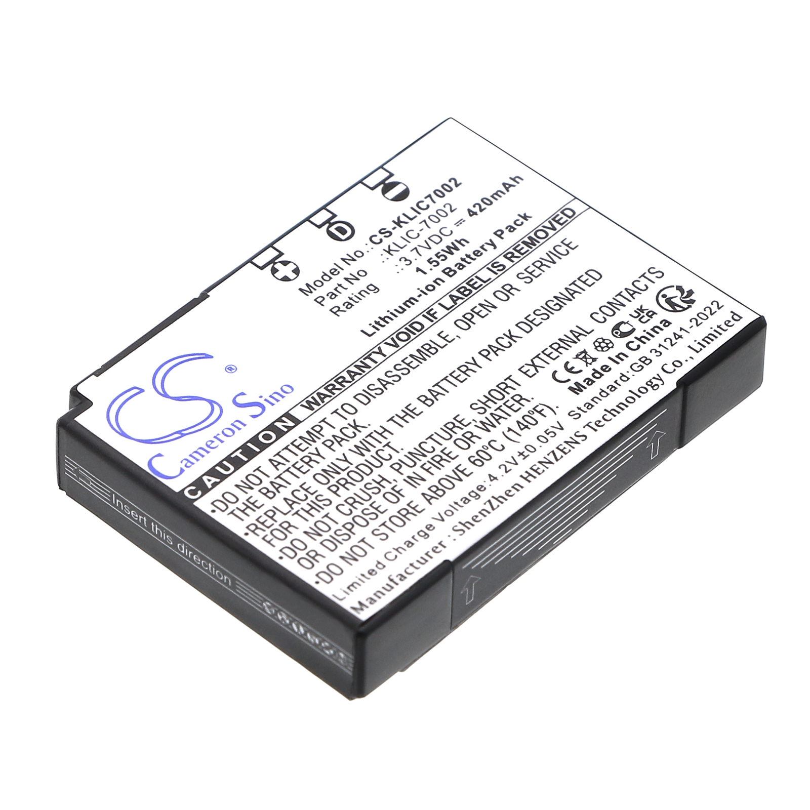 KLIC 7002 BATTERY Kodak EasyShare V530 Replacement Battery