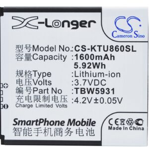 Highscreen Omega Q K-Touch E616 K-Touch U86 Replacement Battery 1600mAh