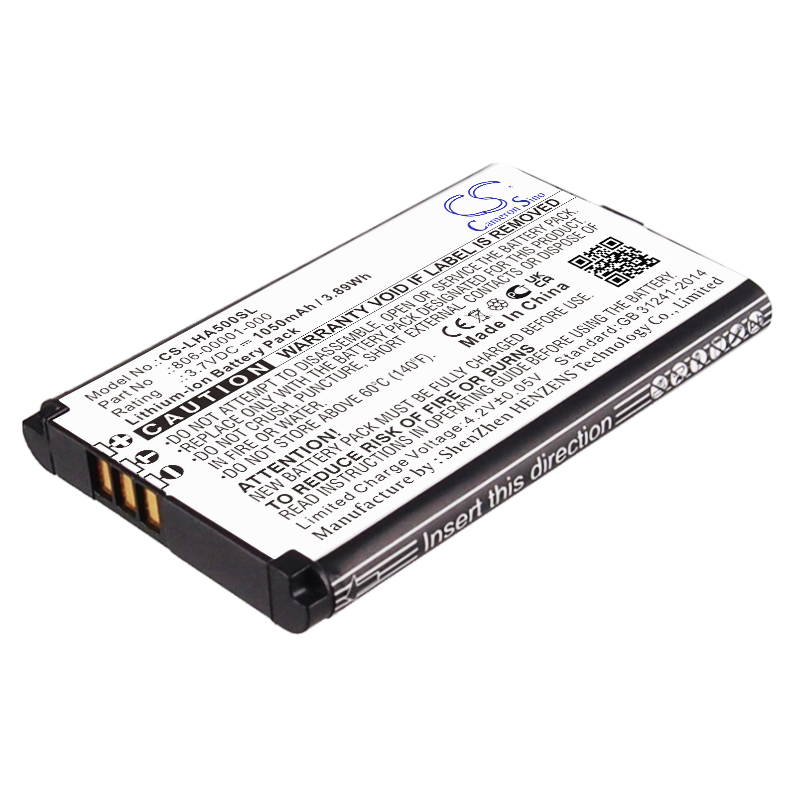 Lightspeed A500 Aviation Replacement Battery 3.7V 1050mAh