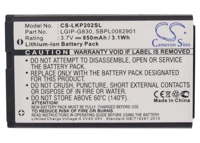 LG LGIP-G830 Mobile/SmartPhone Replacement Battery 850mAh
