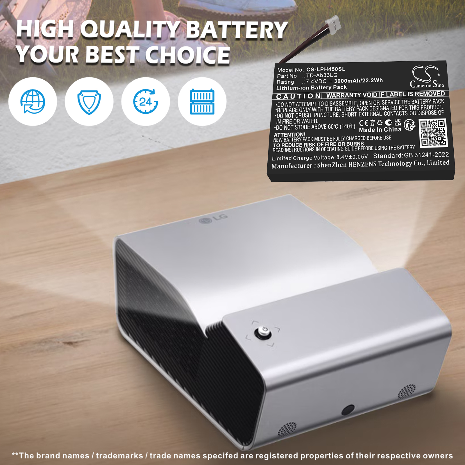 LG PH450U EAC63379202 TD-Ab33LG Replacement Battery 3000mAh
