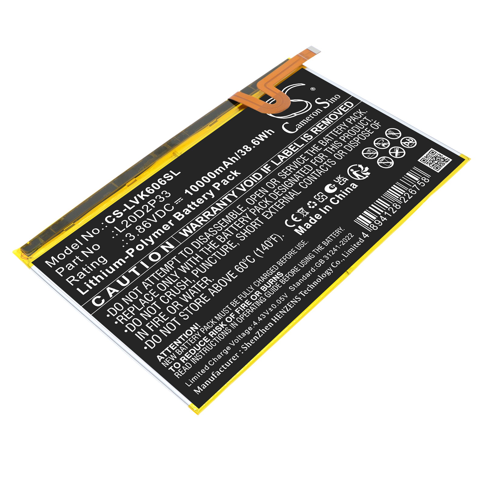 Lenovo Yoga Pad Pro YT-K606FW Replacement Battery 10000mAh