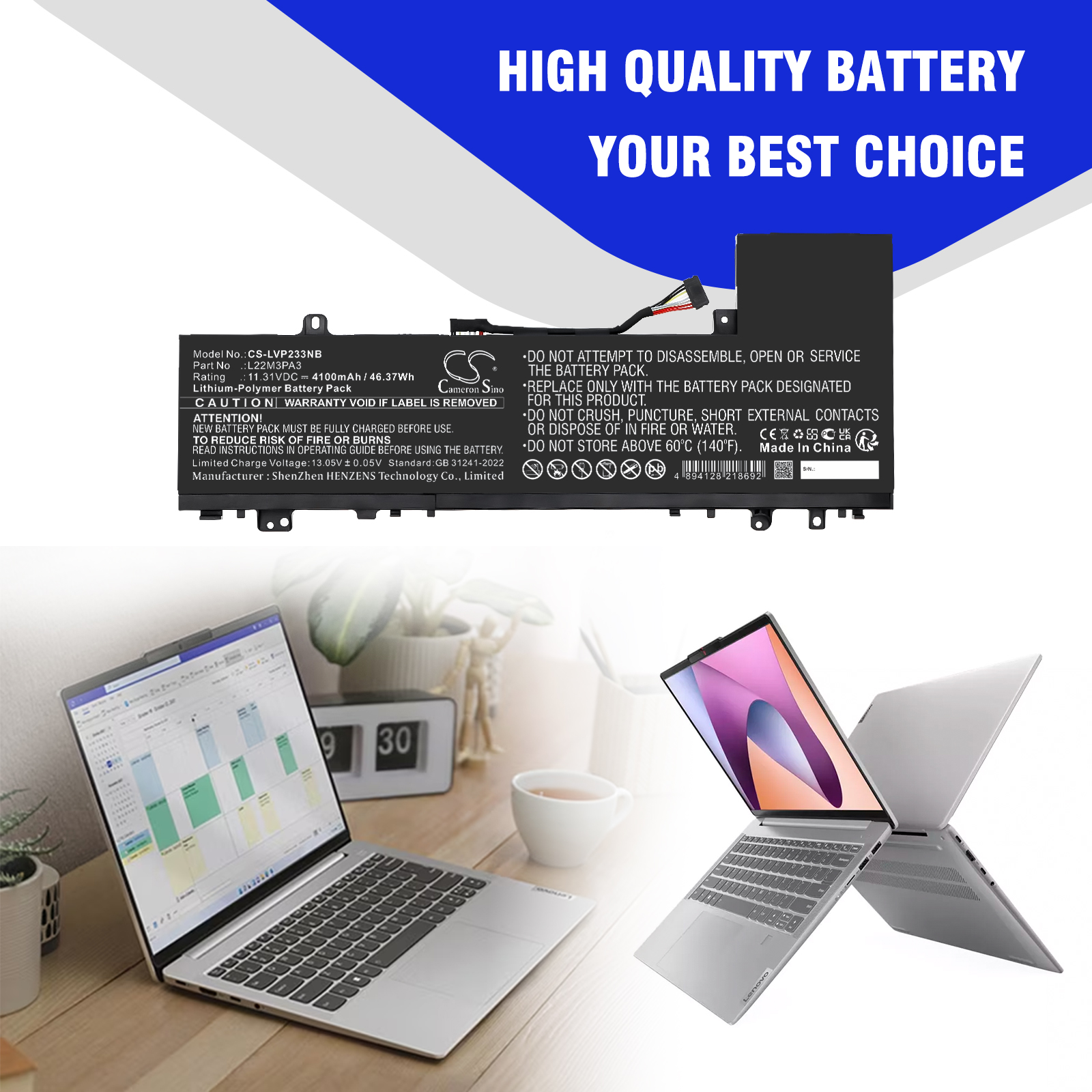 Lenovo 5B11K39362 Replacement Battery 11.31V 4100mAh