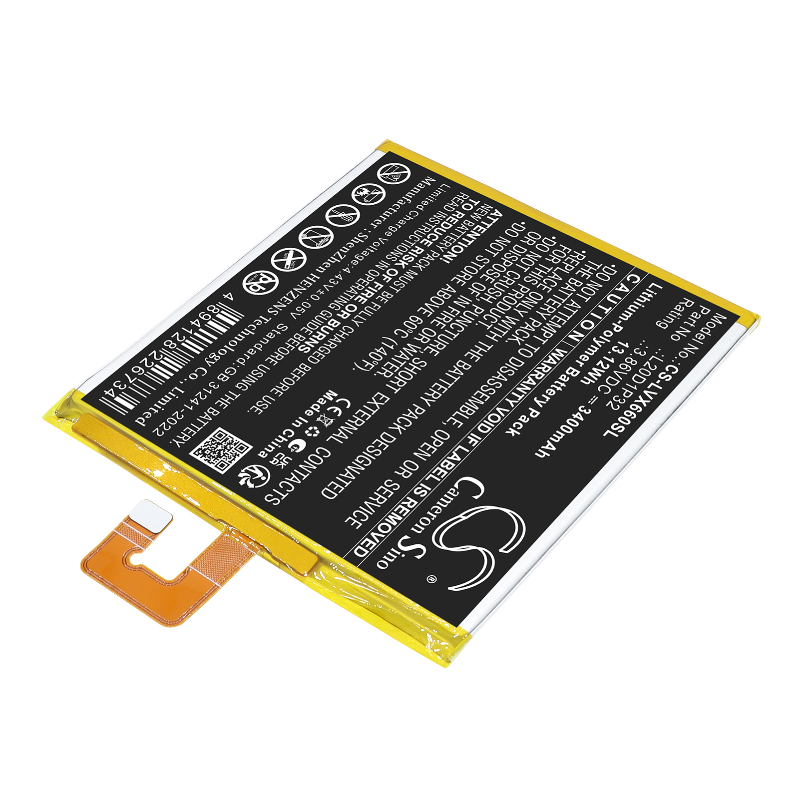 Lenovo Tab K10 TB-X6C6F TB-X6C6X Replacement Battery 3750mAh