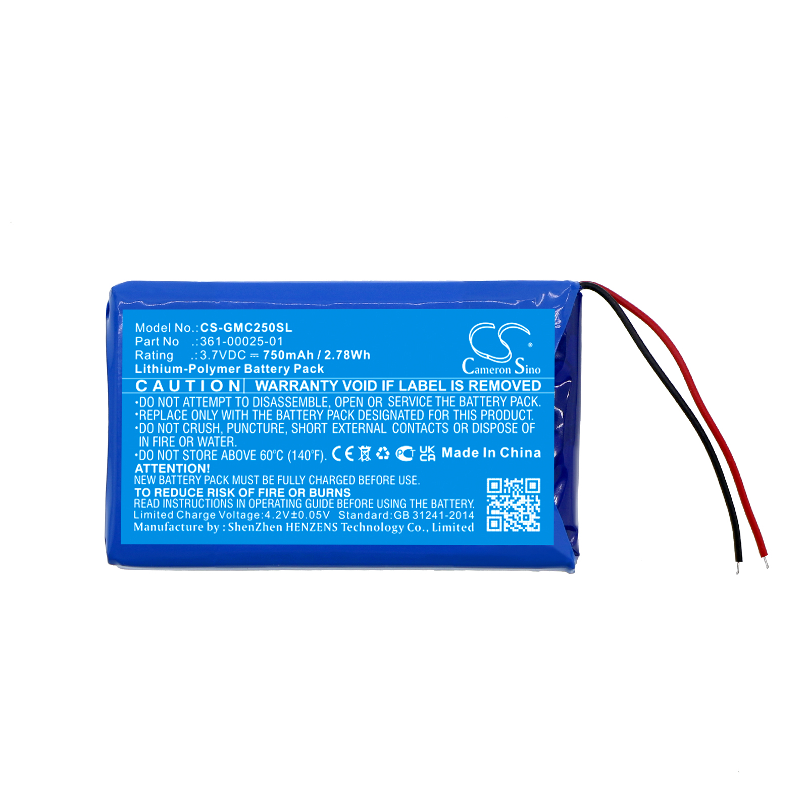 Garmin DashCam 25 361-00025-01 Replacement Battery 750mAh
