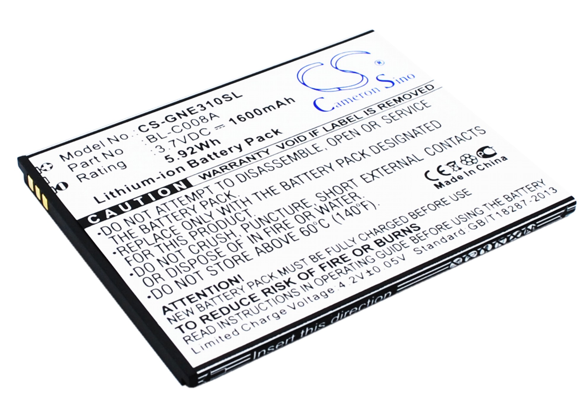 Fly IQ4410 GIONEE E3 Replacement Battery 1600mAh