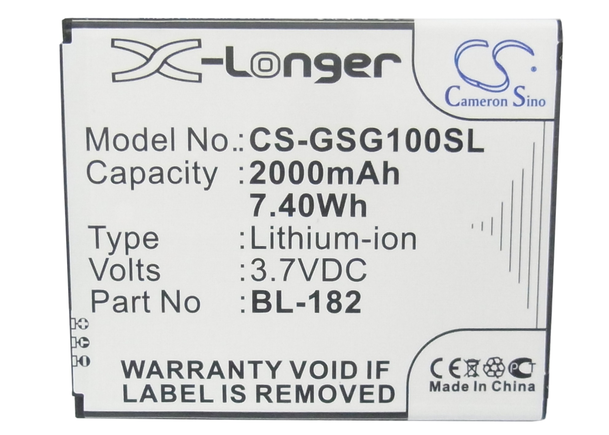 GSmart Sierra S1 BL-182 Replacement Battery 2000mAh