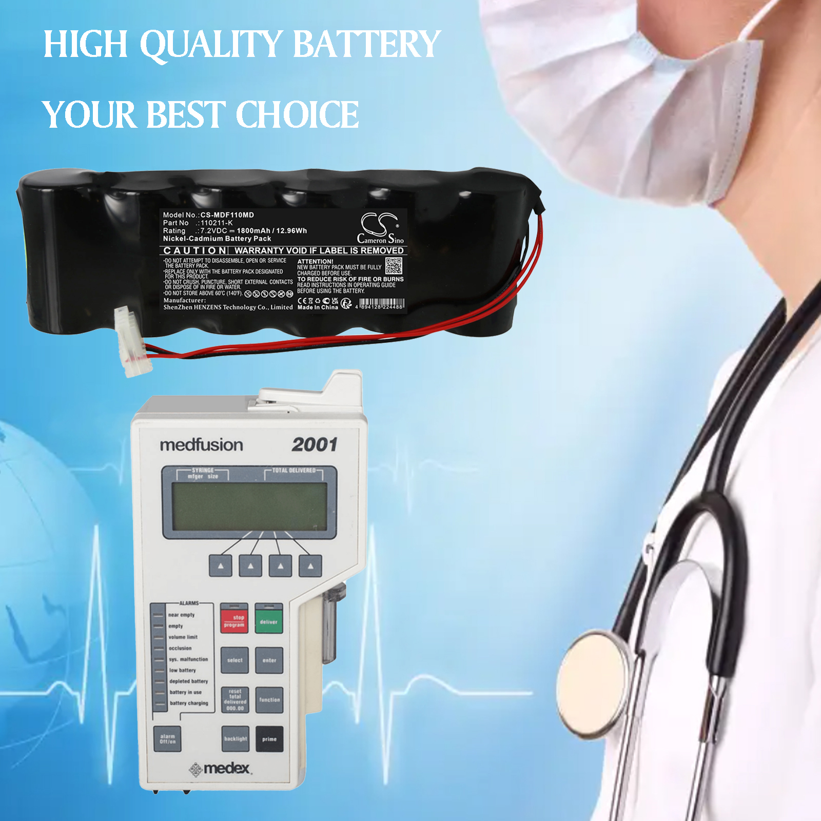 Medfusion Infusor 2001 Replacement Battery 7.2V 1800mAh