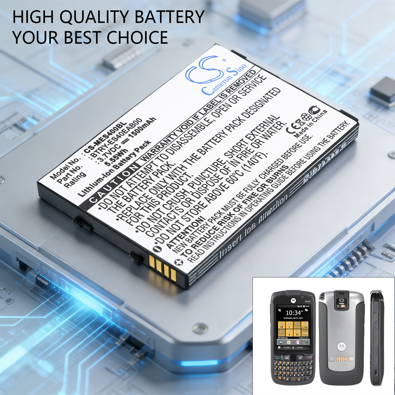 Symbol ES400 ES405 82-118523-01 Replacement Battery 1500mAh