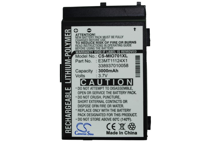 Mitac Mio A700 E3MT11124X1 Replacement Battery 3000mAh