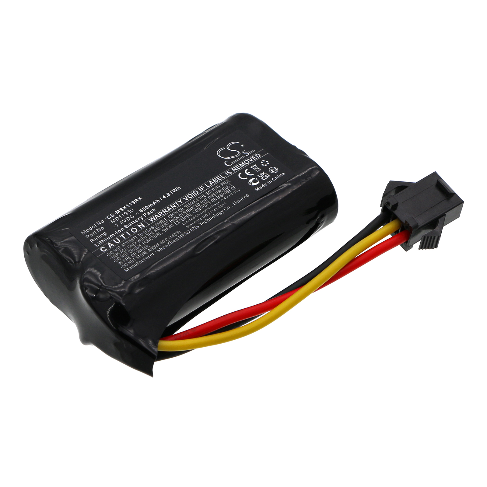 Replaces battery for Modster XCross, Li-ion 650mAh 7.4V