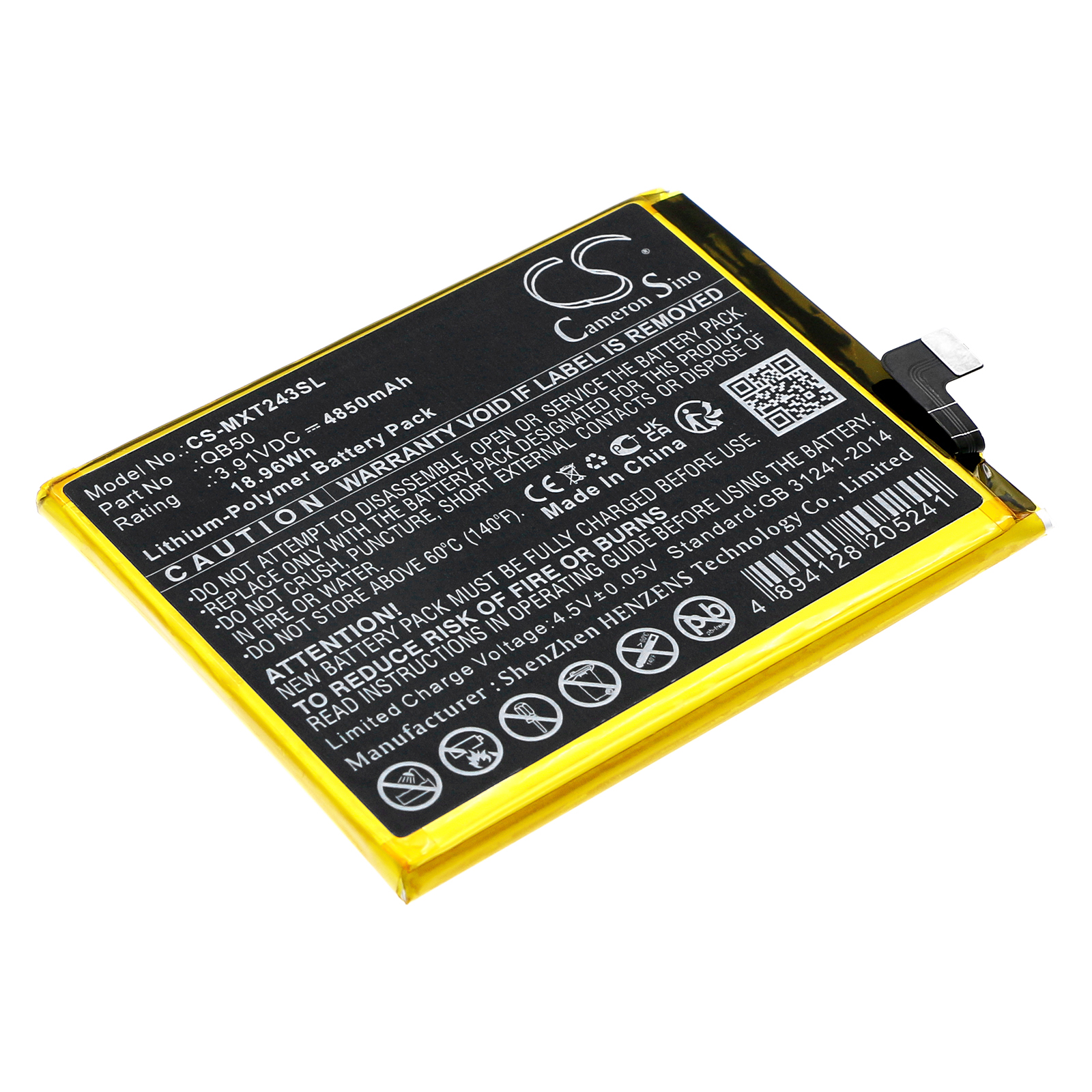 Replaces battery for Motorola Moto G84 5G, XT2347, QB50, 4850mAh