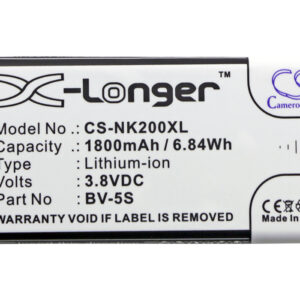 Nokia BV-5S Mobile/SmartPhone Replacement Battery 1800mAh