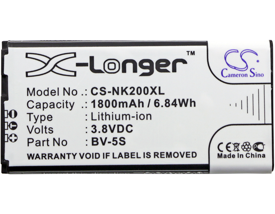 Nokia BV-5S Mobile/SmartPhone Replacement Battery 1800mAh