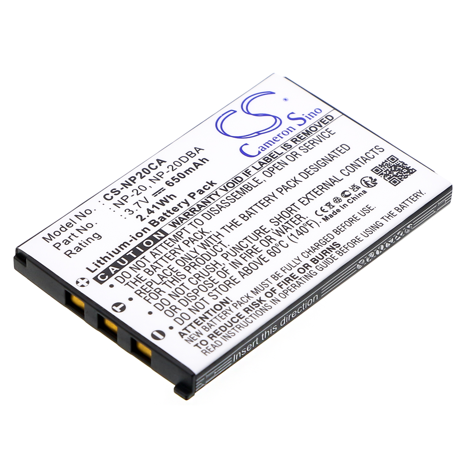 NP20 BATTERY Casio Replacement Battery 3.7V 650mAh