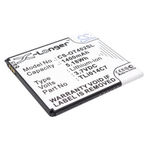 Alcatel One Touch Pixi First Replacement Battery 1400mAh
