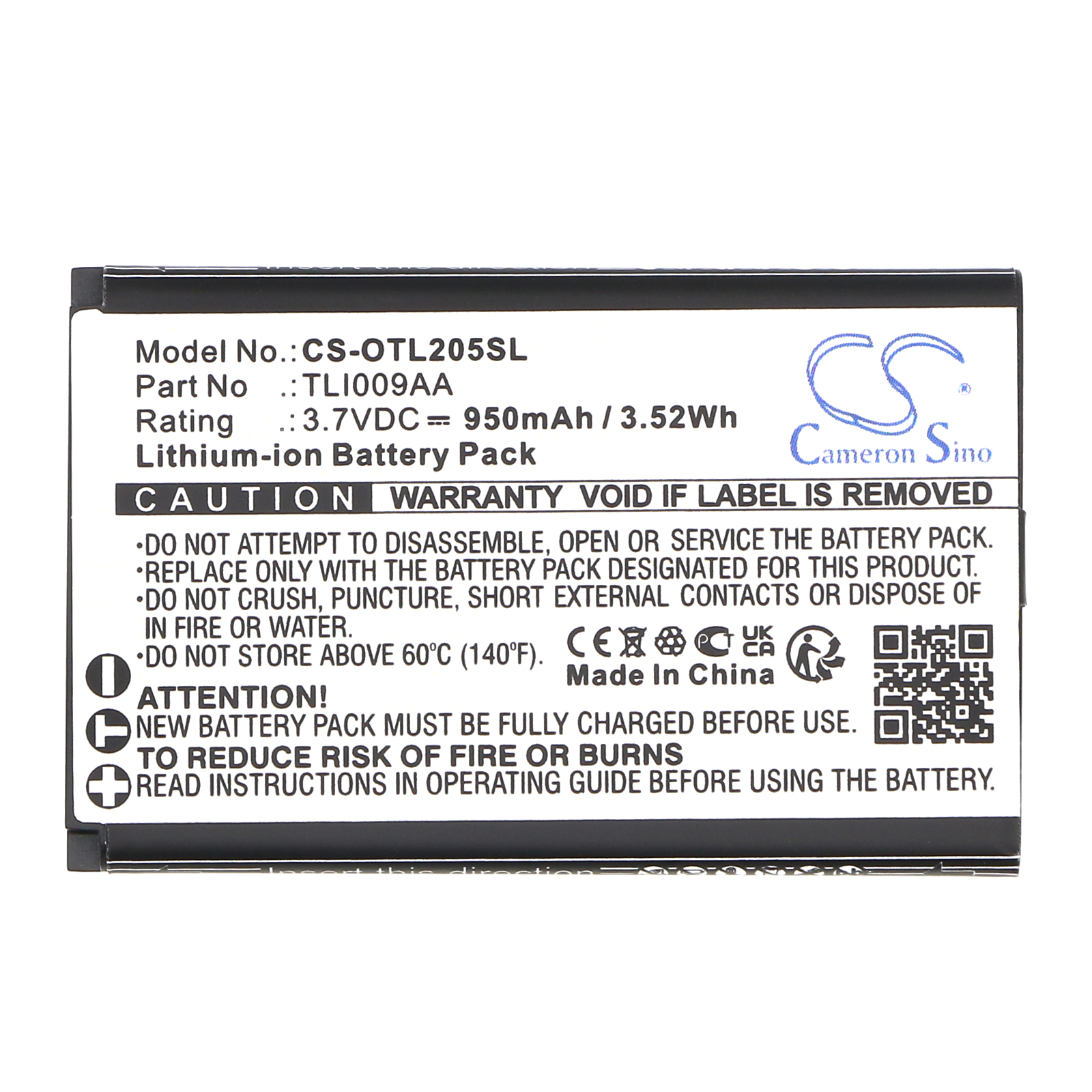 Alcatel One Touch 2053 OT-2038X Replacement Battery 950mAh
