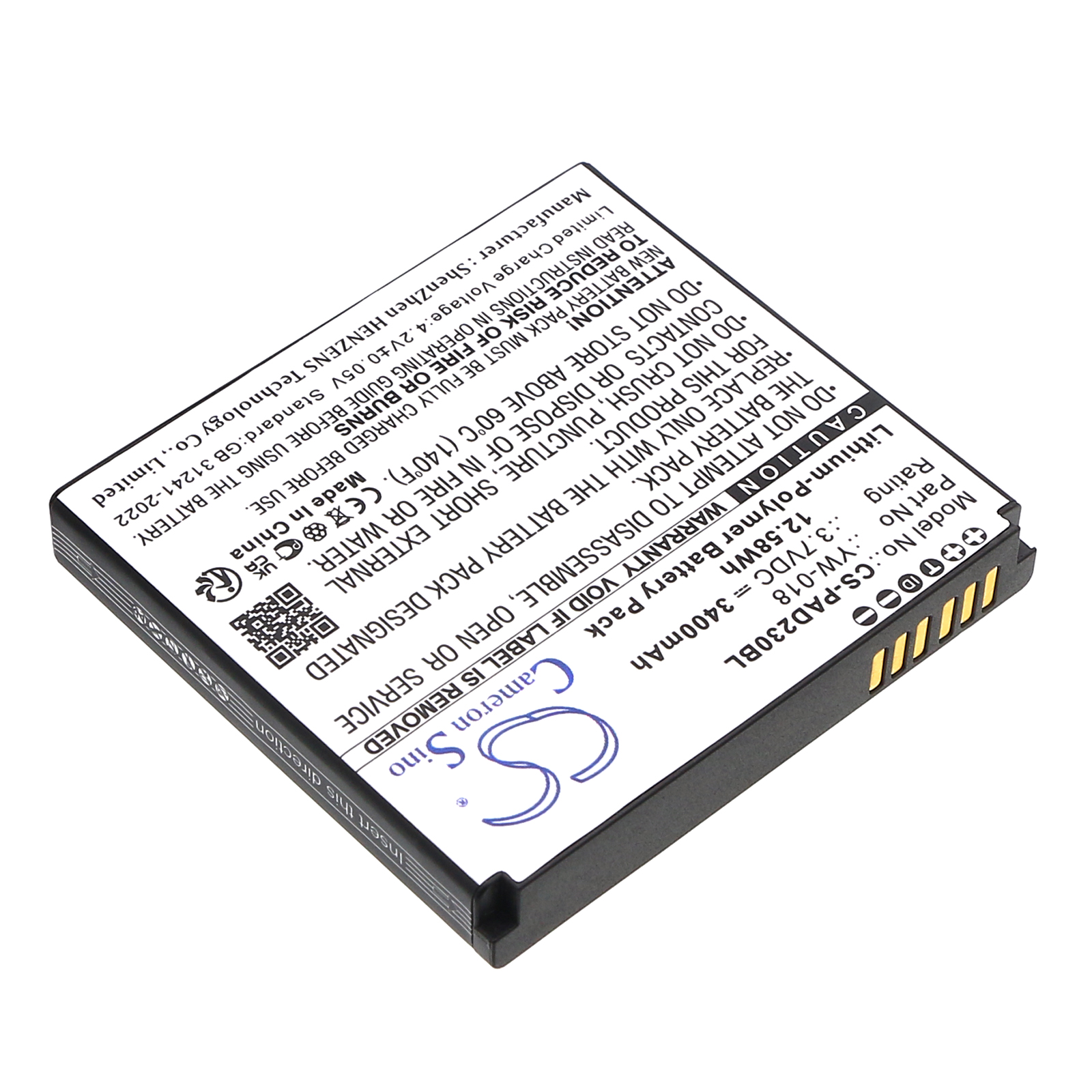Pax D230 YW-018 Credit Card Reader Replacement Battery 3400mAh