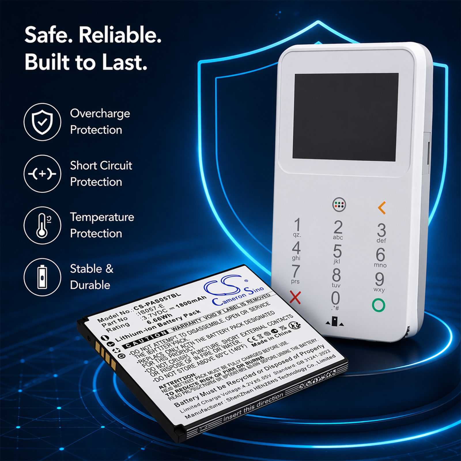1800mAh Replacement Battery for Pax IS057-E