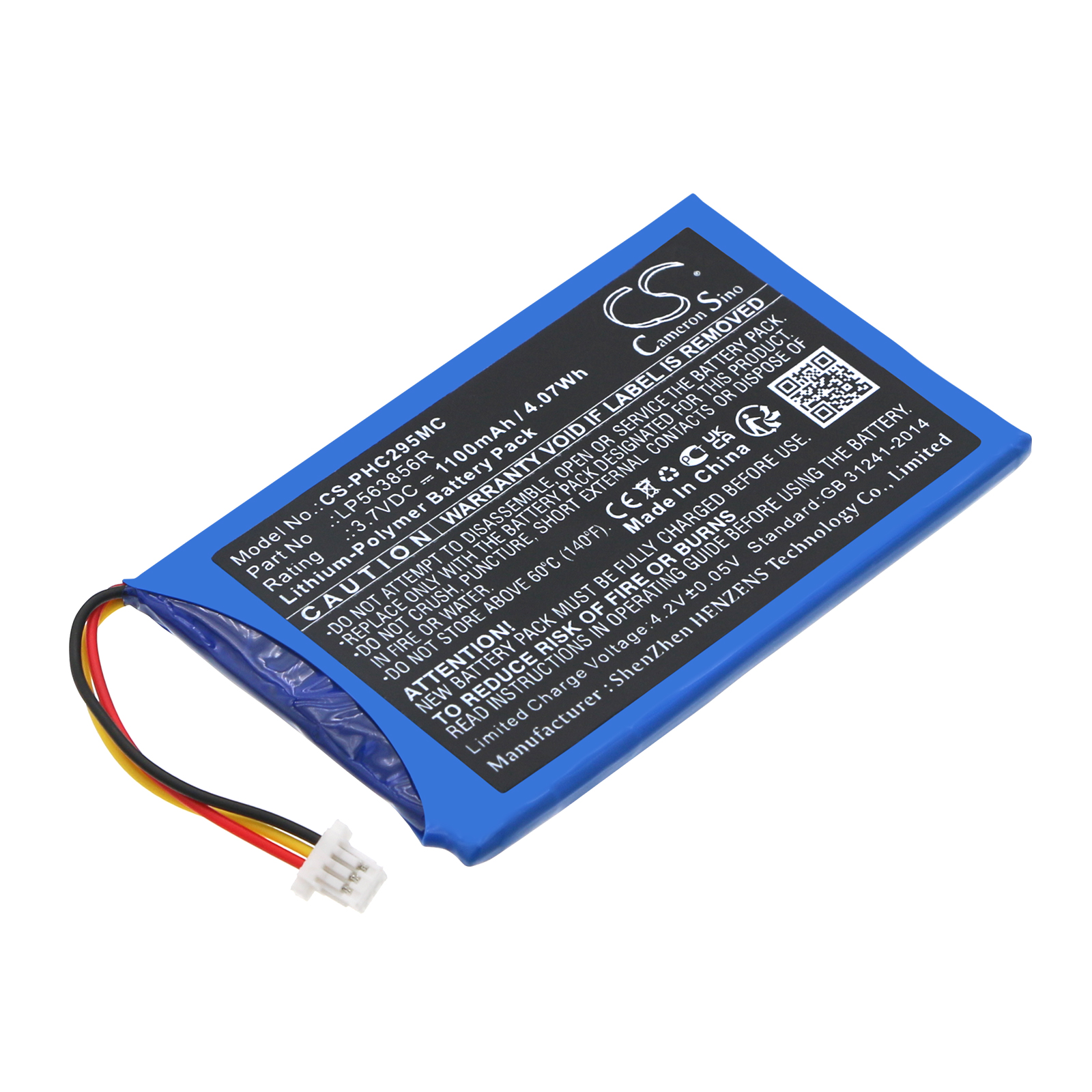 Philips HD CAM 295 LP563856R Replacement Battery 1100mAh
