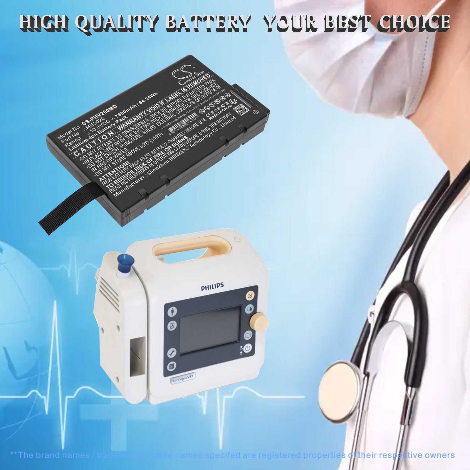 Philips Suresigns V24E Medical Replacement Battery 7800mAh
