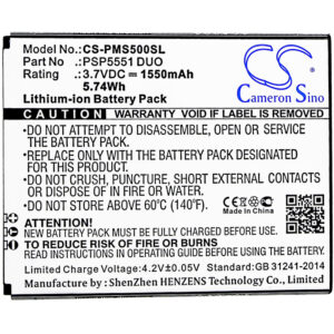 Prestigio Grace S5 PSP5551 DUO Replacement Battery 1550mAh