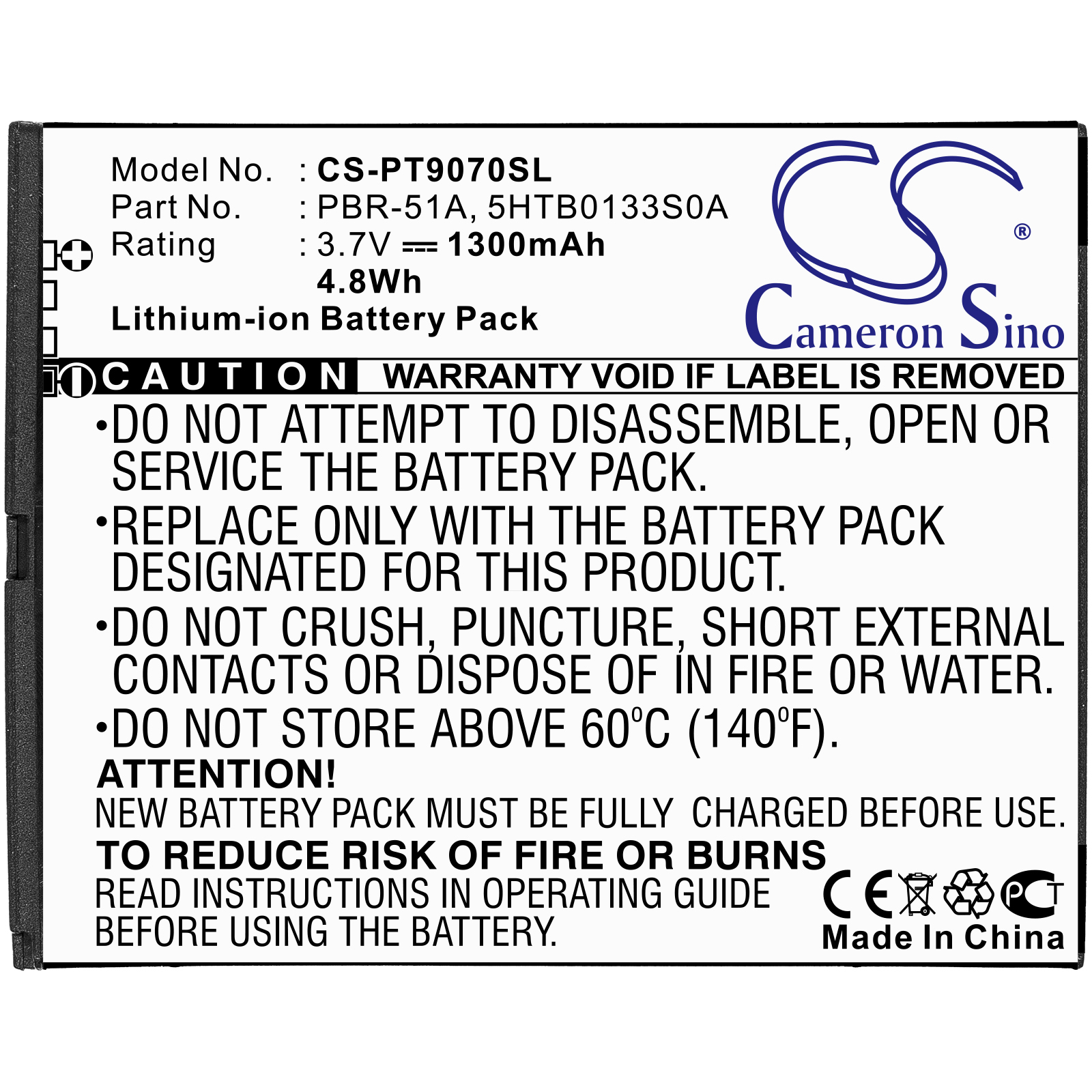 Pantech Burst P9070 5HTB0133S0A Replacement Battery 1300mAh
