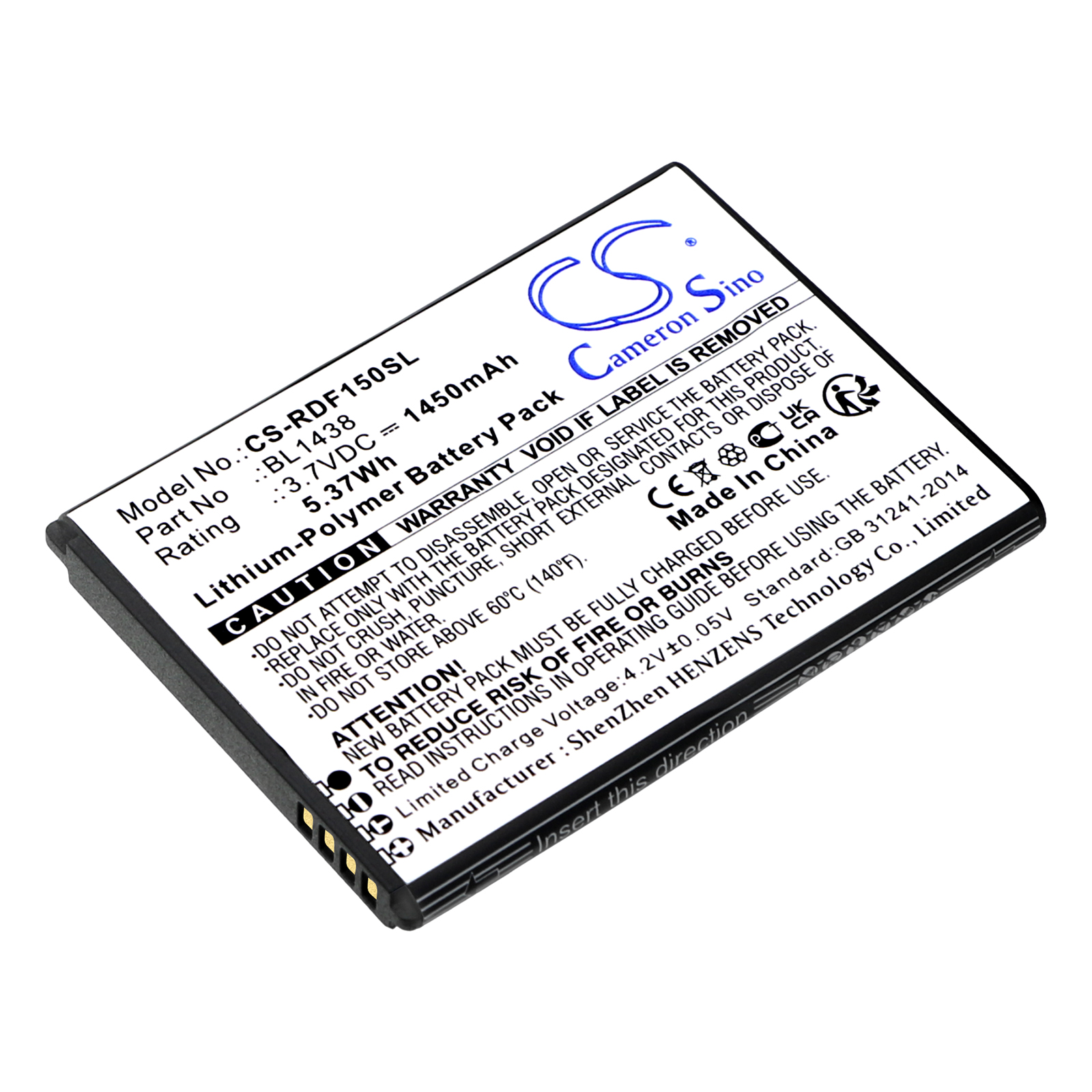 R3Di Bright Flip FR150 BL1438 Replacement Battery 1450mAh