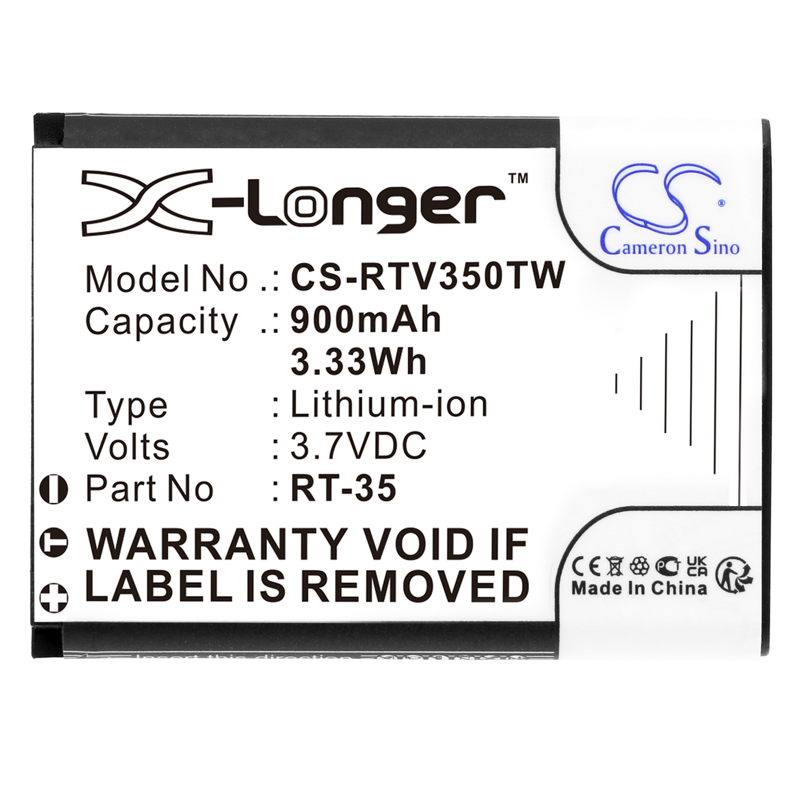 Retevis RT35 RT-35 Two-Way Radio Replacement Battery 900mAh