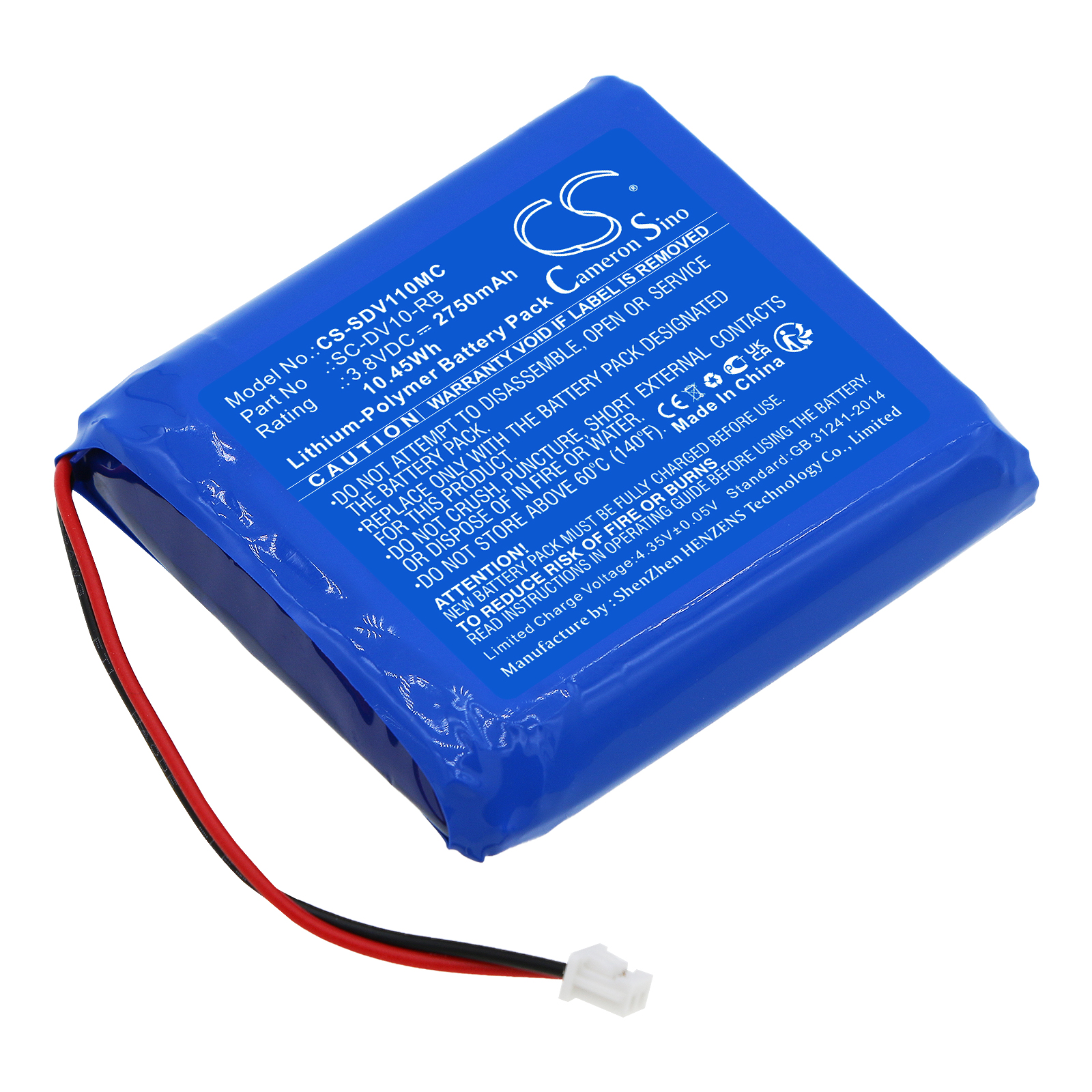 PatrolEyes SC-DV1-RB Body Camera Replacement Battery 2750mAh