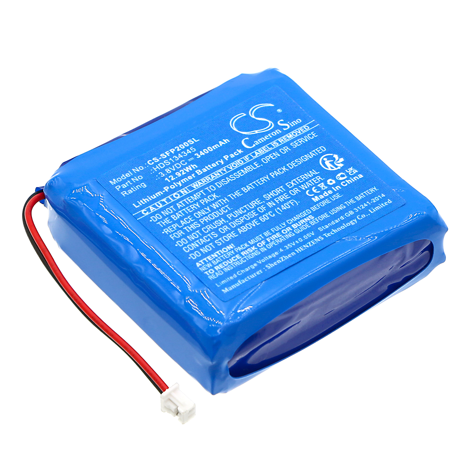 Safie Pocket 2 HDS134345 Body Camera Replacement Battery 3400mAh