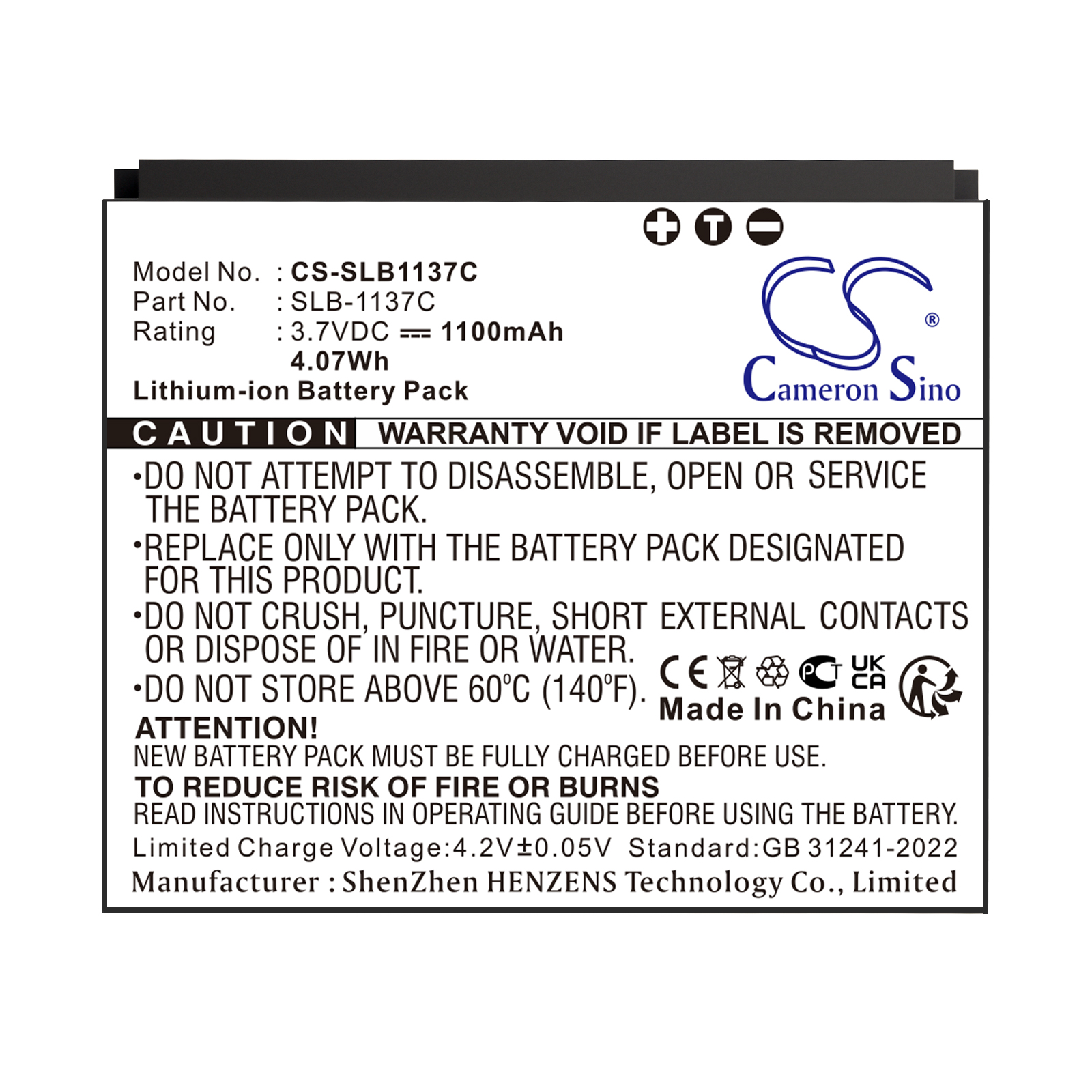 Samsung Digimax i7 SLB-1137C Replacement Battery 1100mAh
