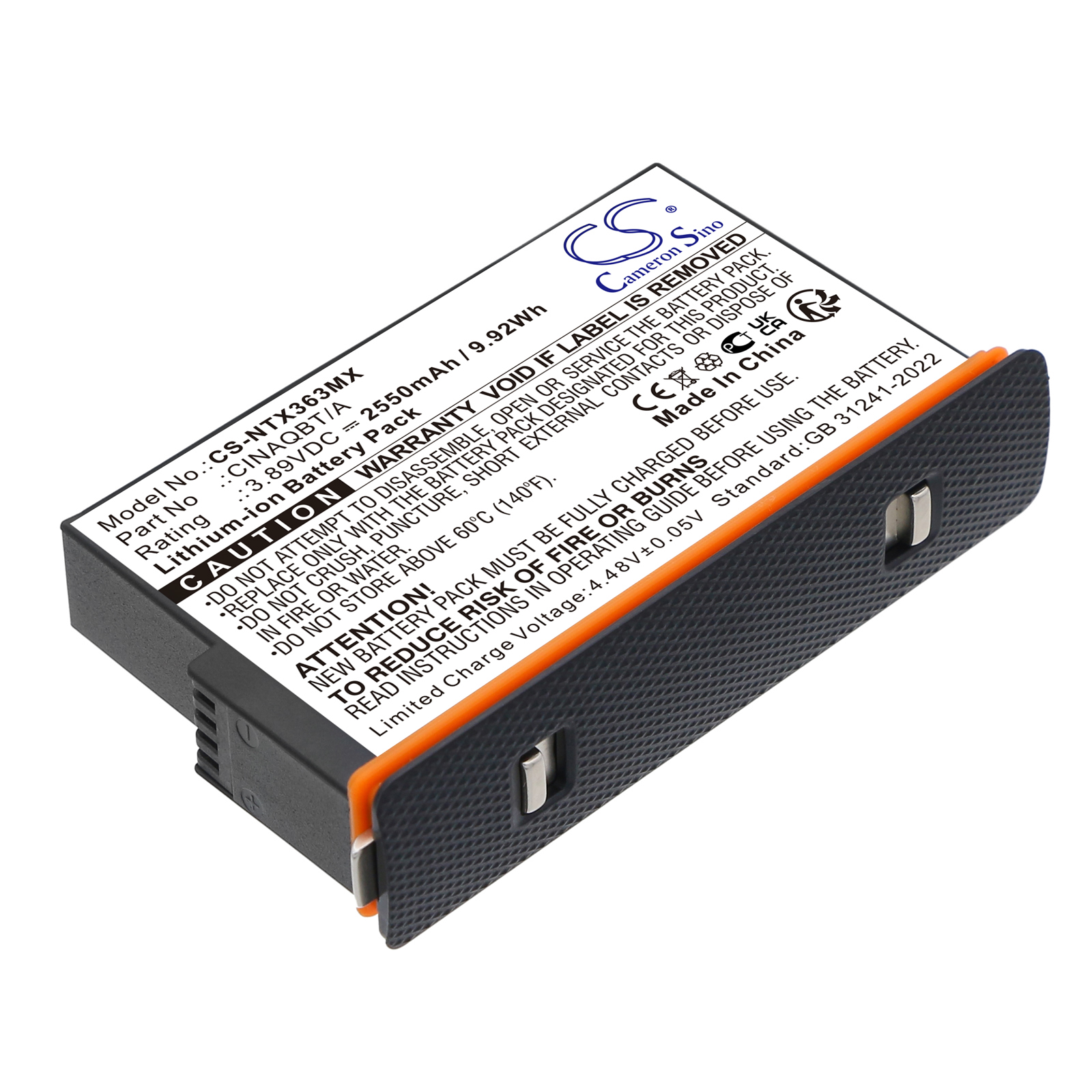 Replacement Battery for Insta360 One X3, CINAQBT/A, Lithium-ion 2550mAh