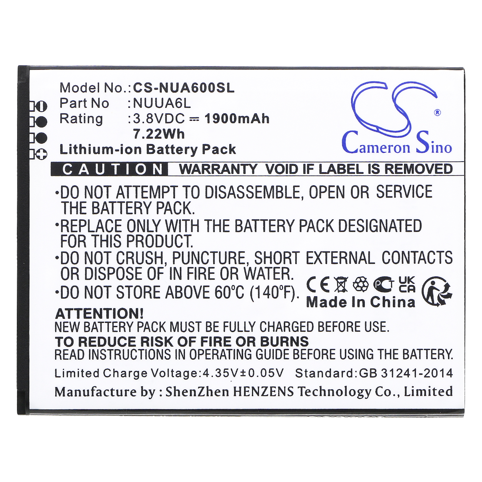 NUU A6L NUUA6L Mobile/SmartPhone Replacement Battery 1900mAh