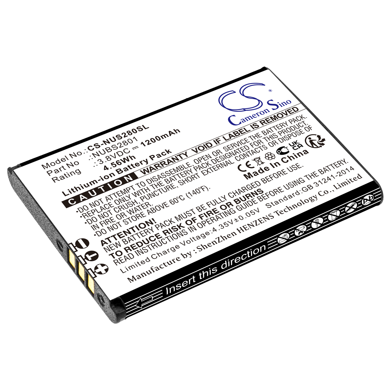 NUU Mobile F4L 4G LTE S2801L NUBS2801 Replacement Battery 1200mAh