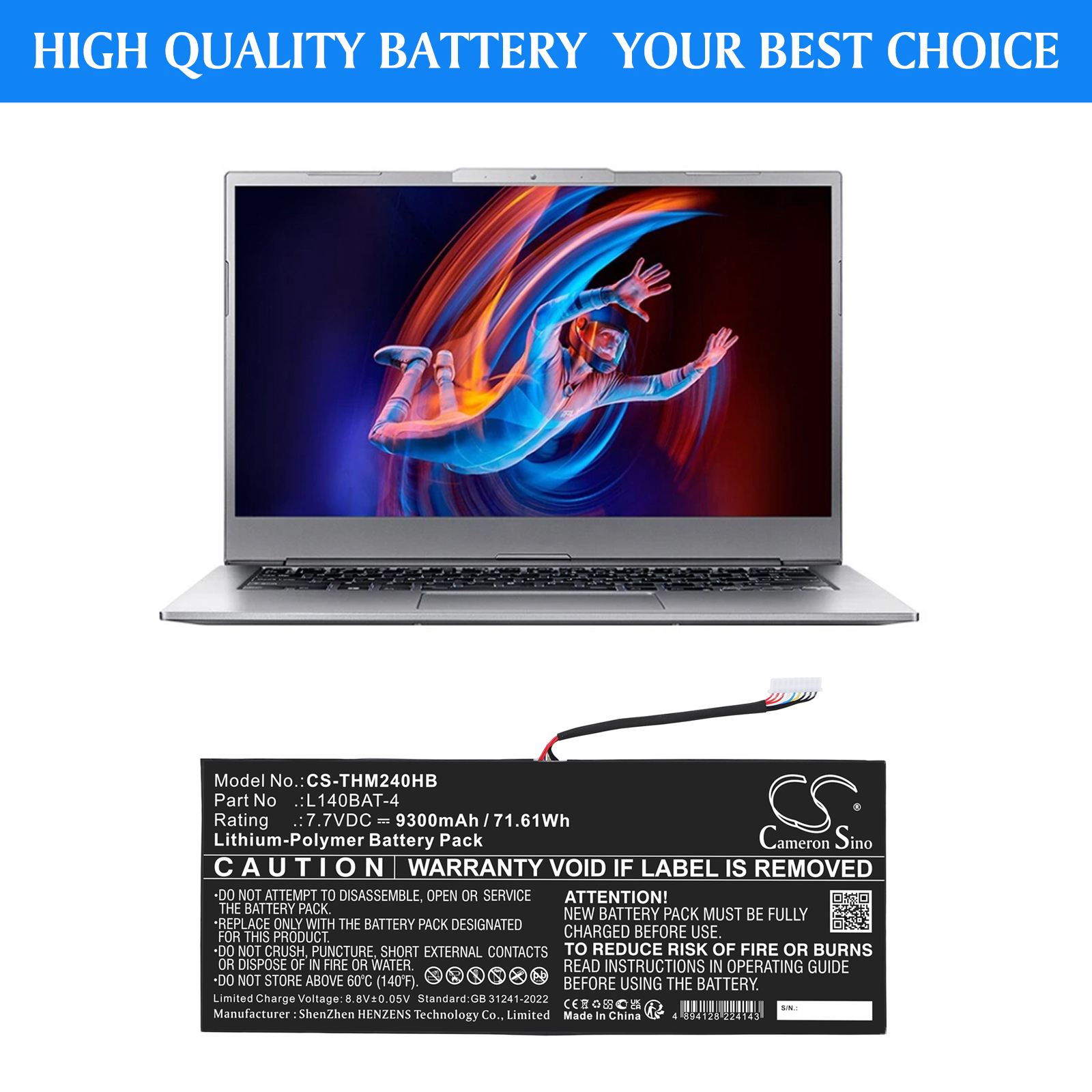 Schenker VIA 14 Replacement Battery 7.7V 9300mAh