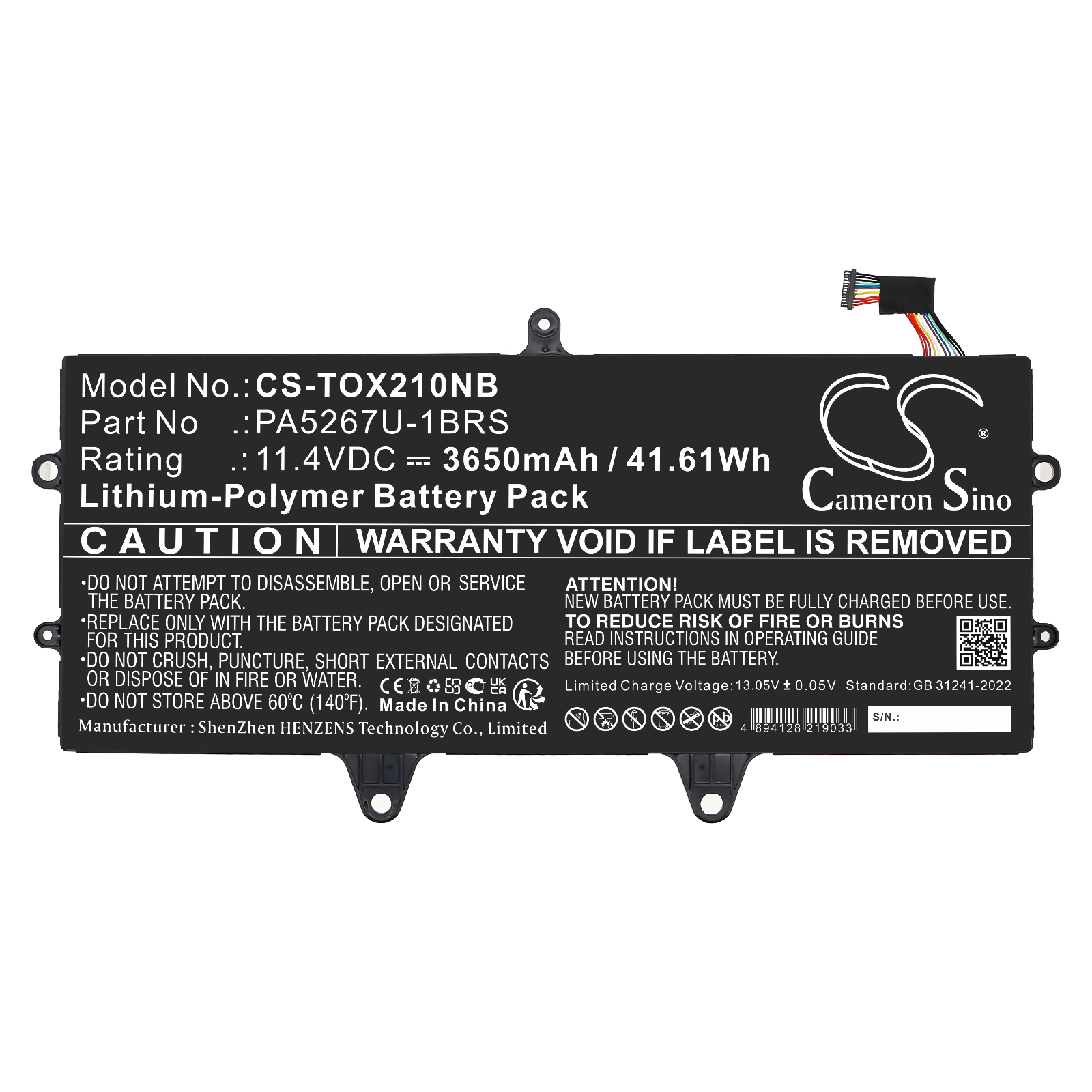 Toshiba Portege X20W Replacement Battery 11.4V 3650mAh
