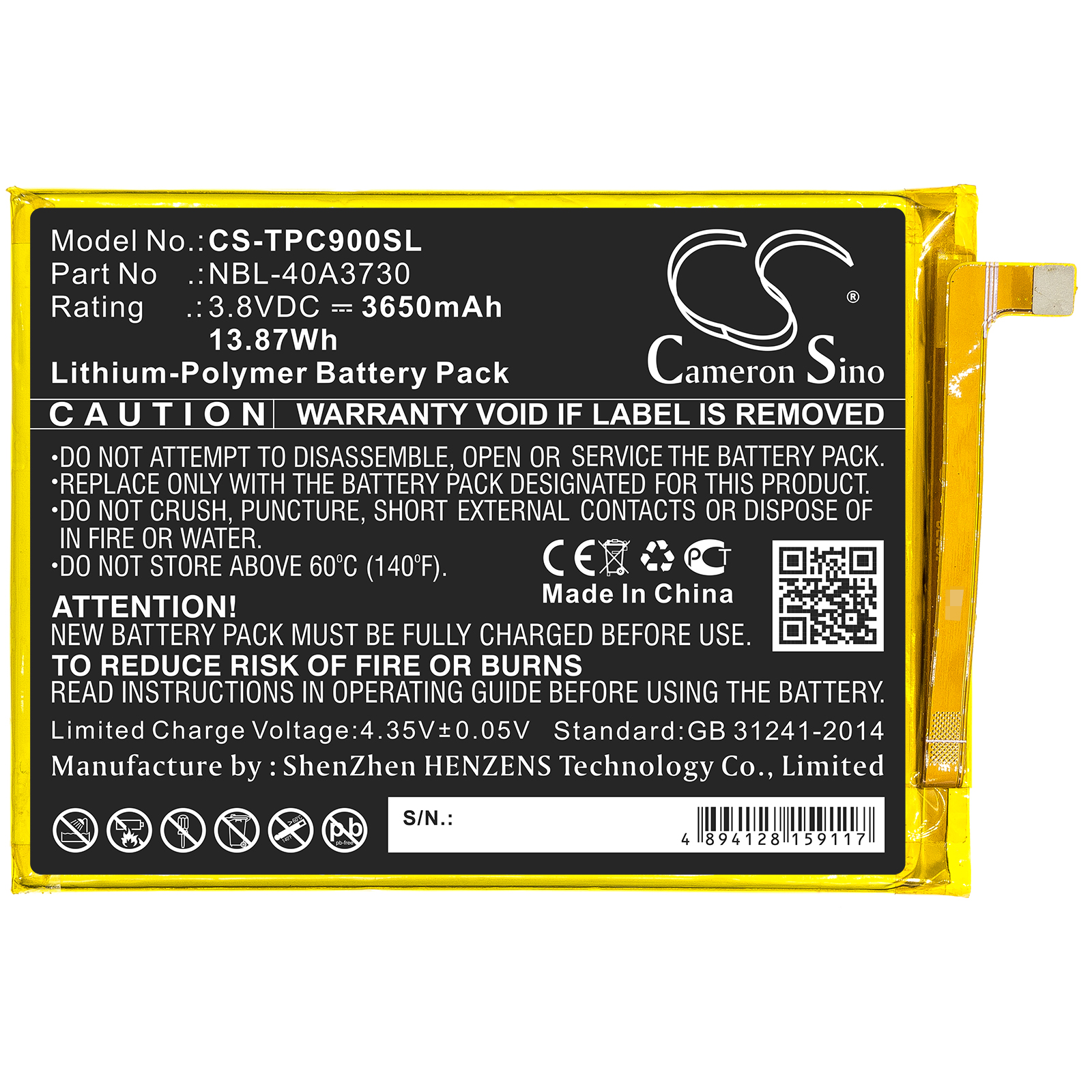 Neffos TP-Link Neffos C9 Replacement Battery 3650mAh