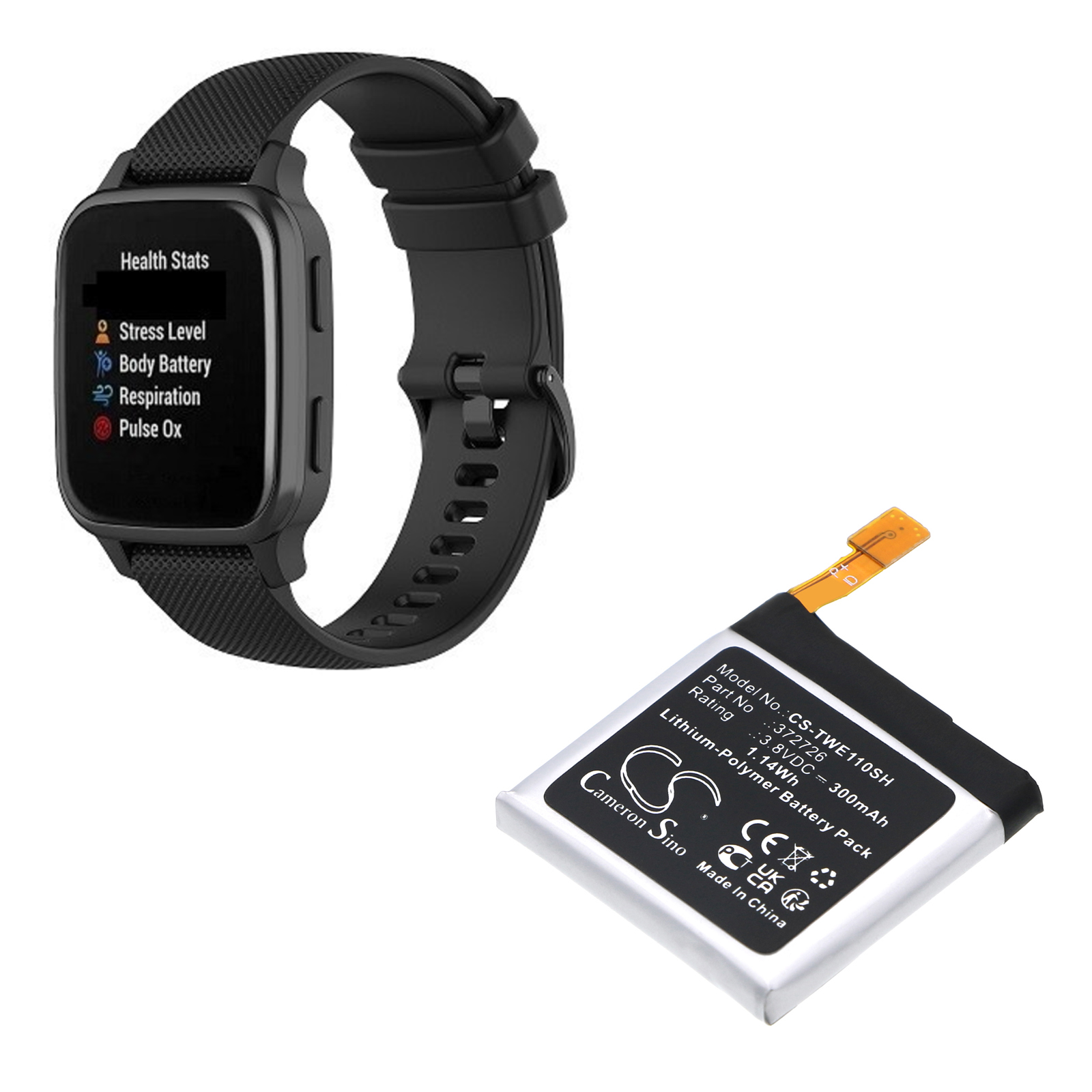 Ticwatch 1 46mm WE11098 372726 Watch Replacement Battery 300mAh