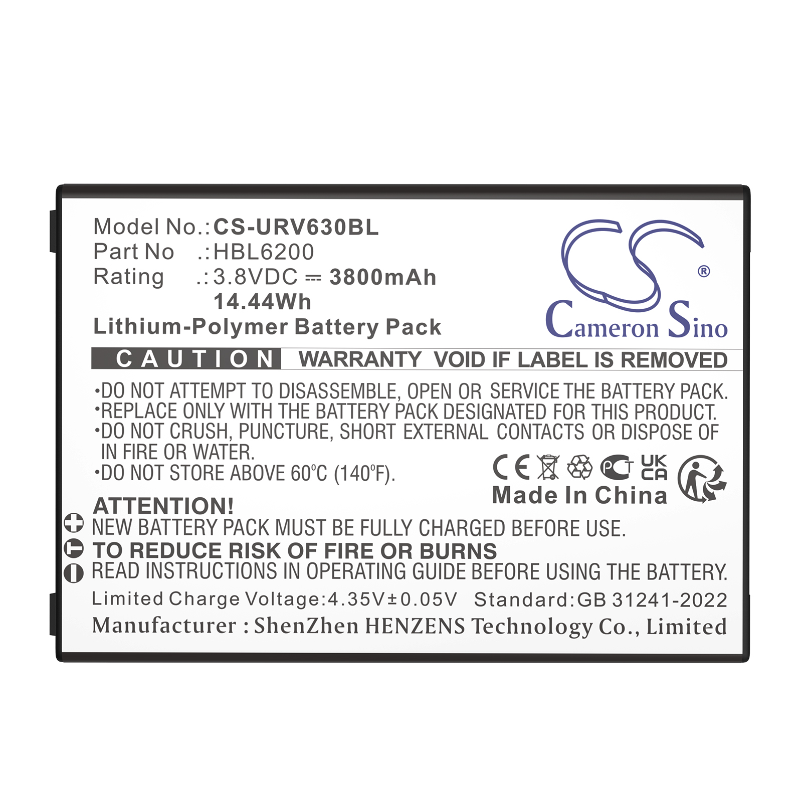Urovo i6200S i6292S i6300A HBL6200 Barcode Scanner Replacement Battery 3800mAh