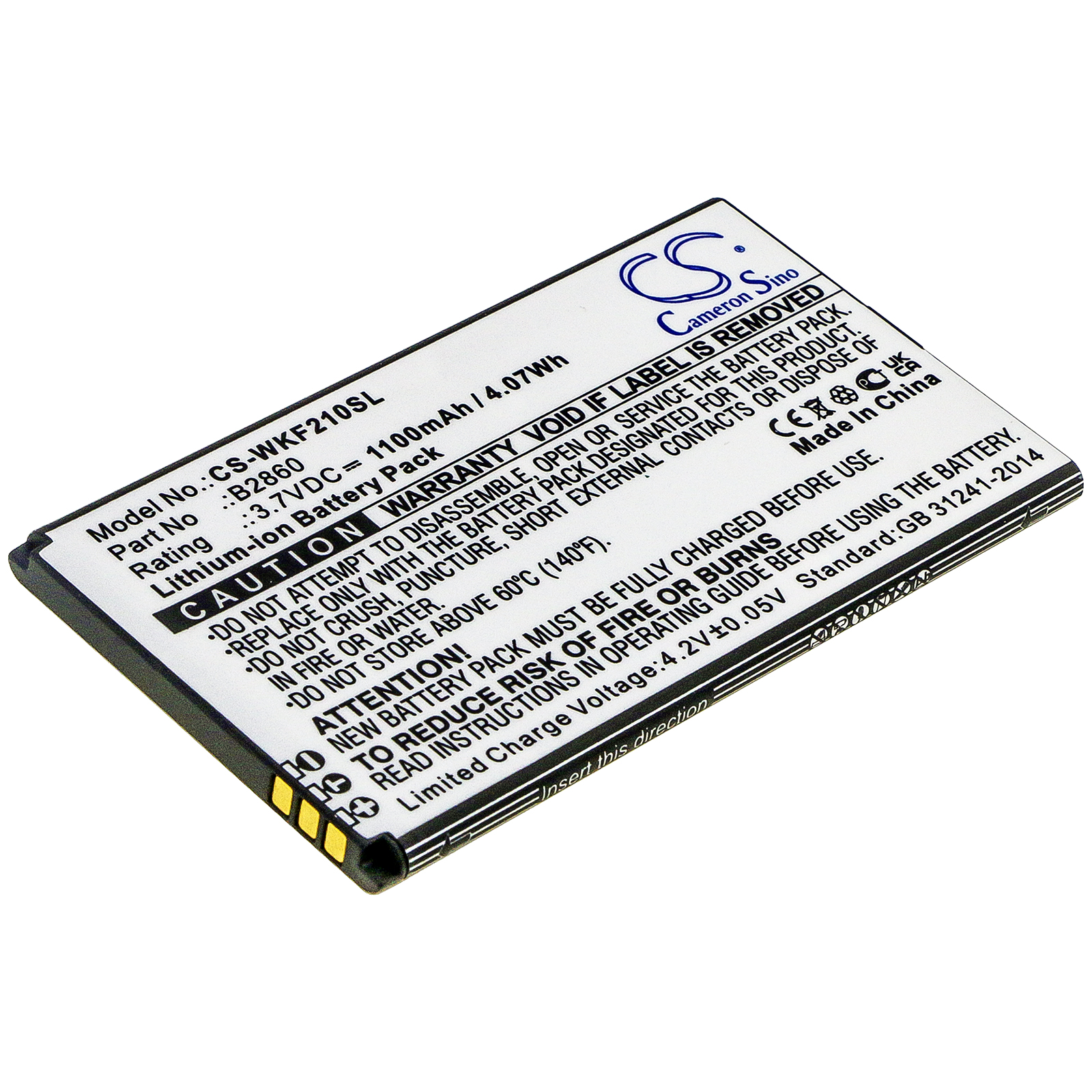 Wiko F200 B2860 Mobile/SmartPhone Replacement Battery 1100mAh