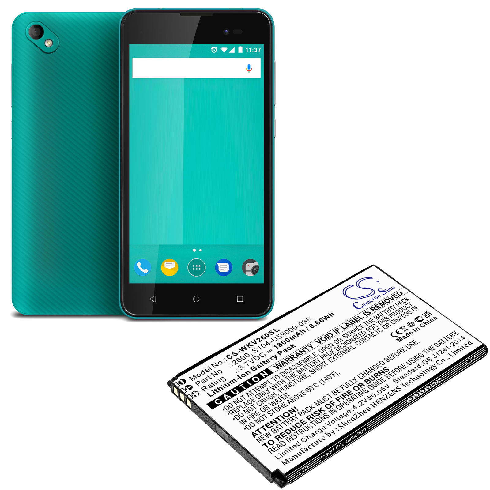 Wiko Sunny 2 Plus V2600 Replacement Battery 1800mAh