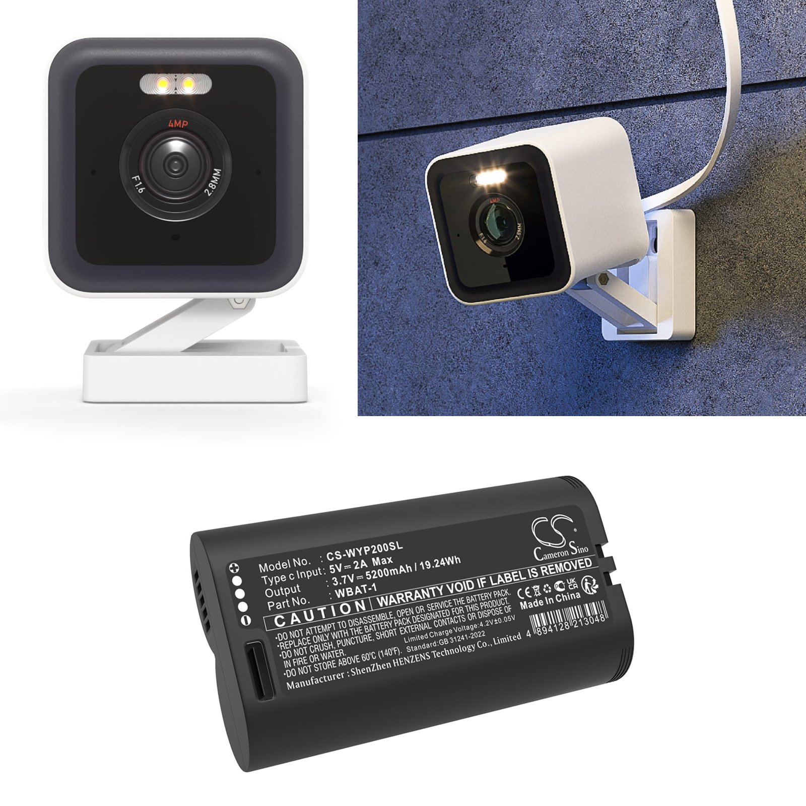 WYZE PRO 2K REPLACEMENT BATTERY Cam Pro WBAT-1 Replacement Battery