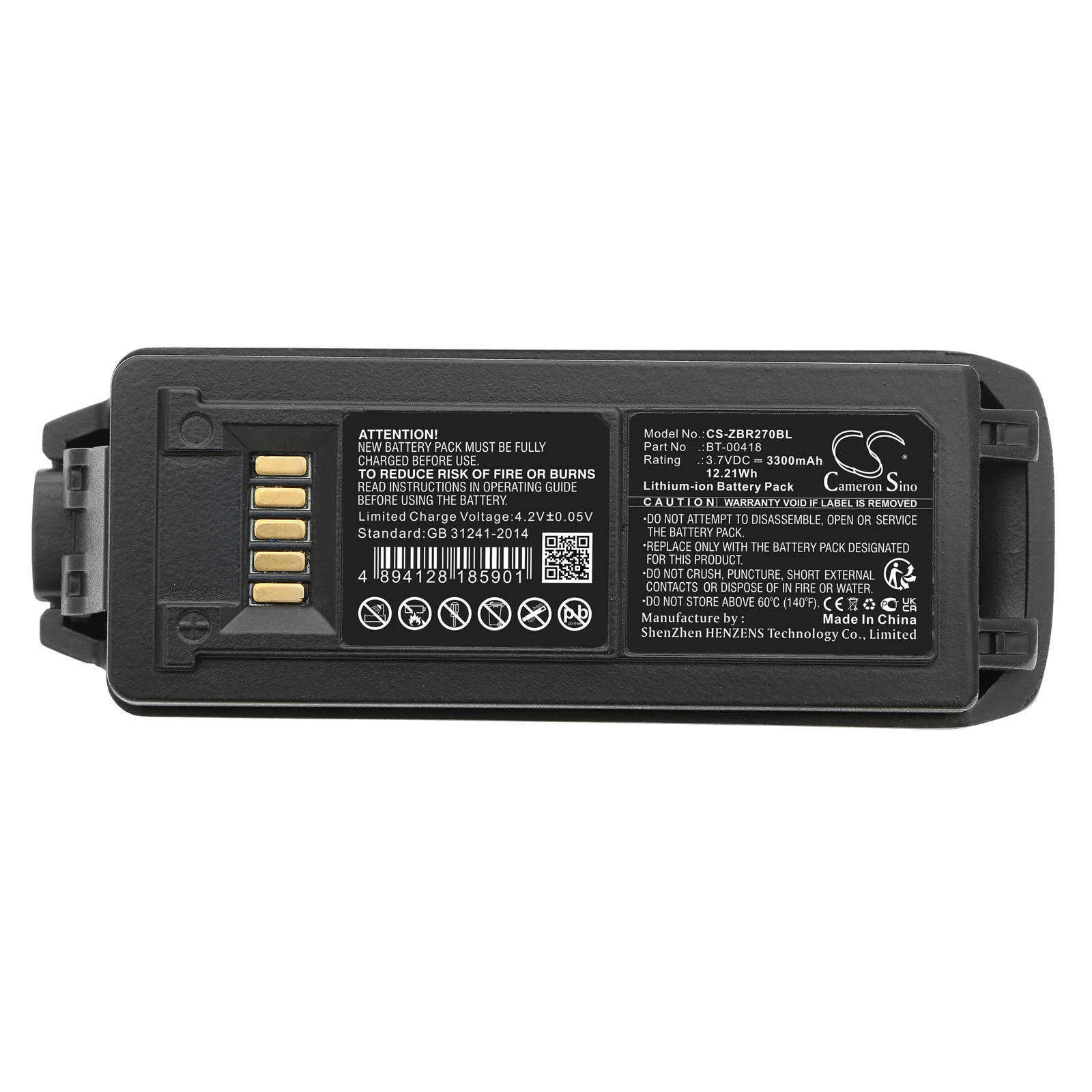 Zebra BT-00418 Barcode Scanner Replacement Battery 3300mAh