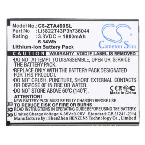 ZTE Blade A460 Blade L4 Replacement Battery 1800mAh