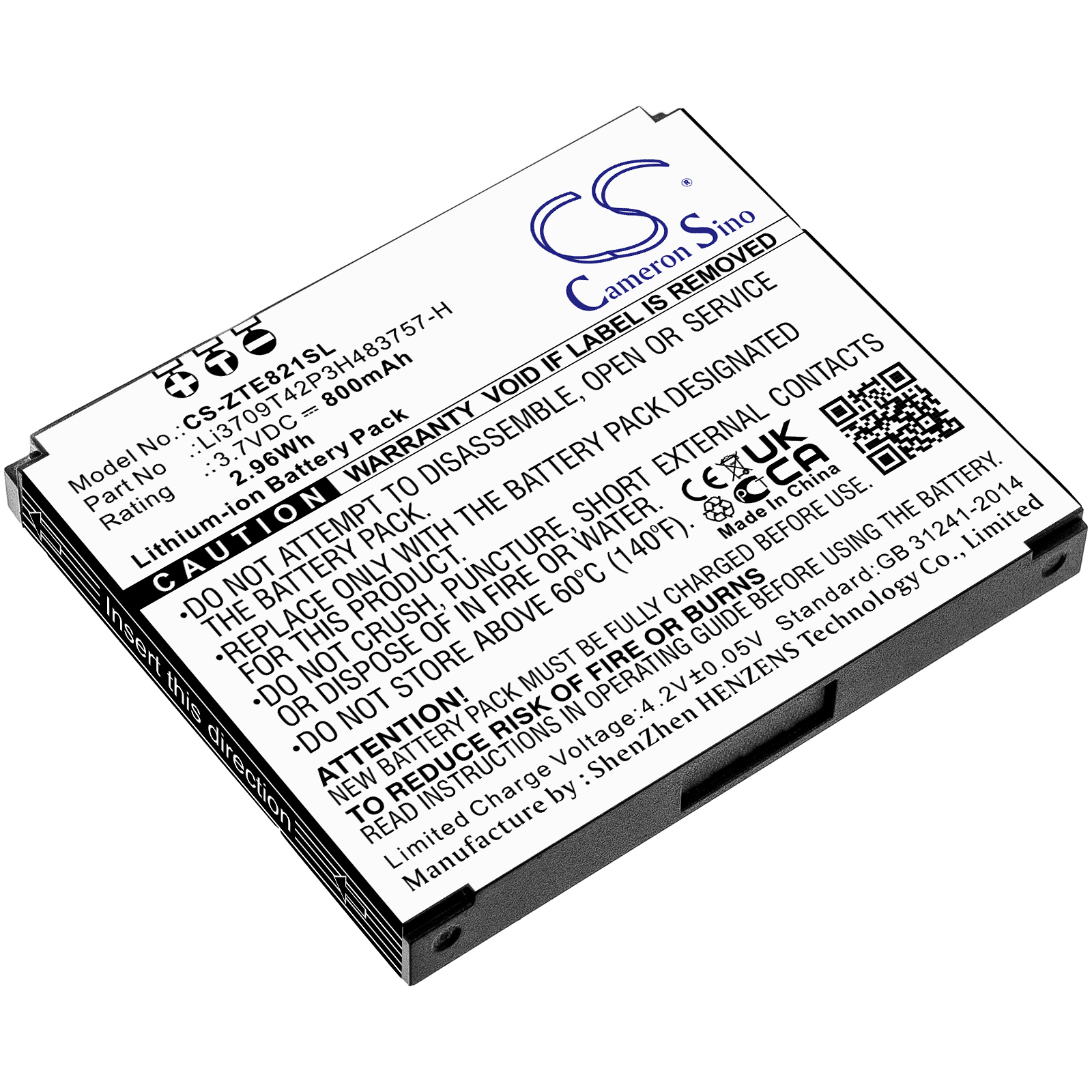 ZTE E821 Li3709T42P3H483757-H Replacement Battery 800mAh